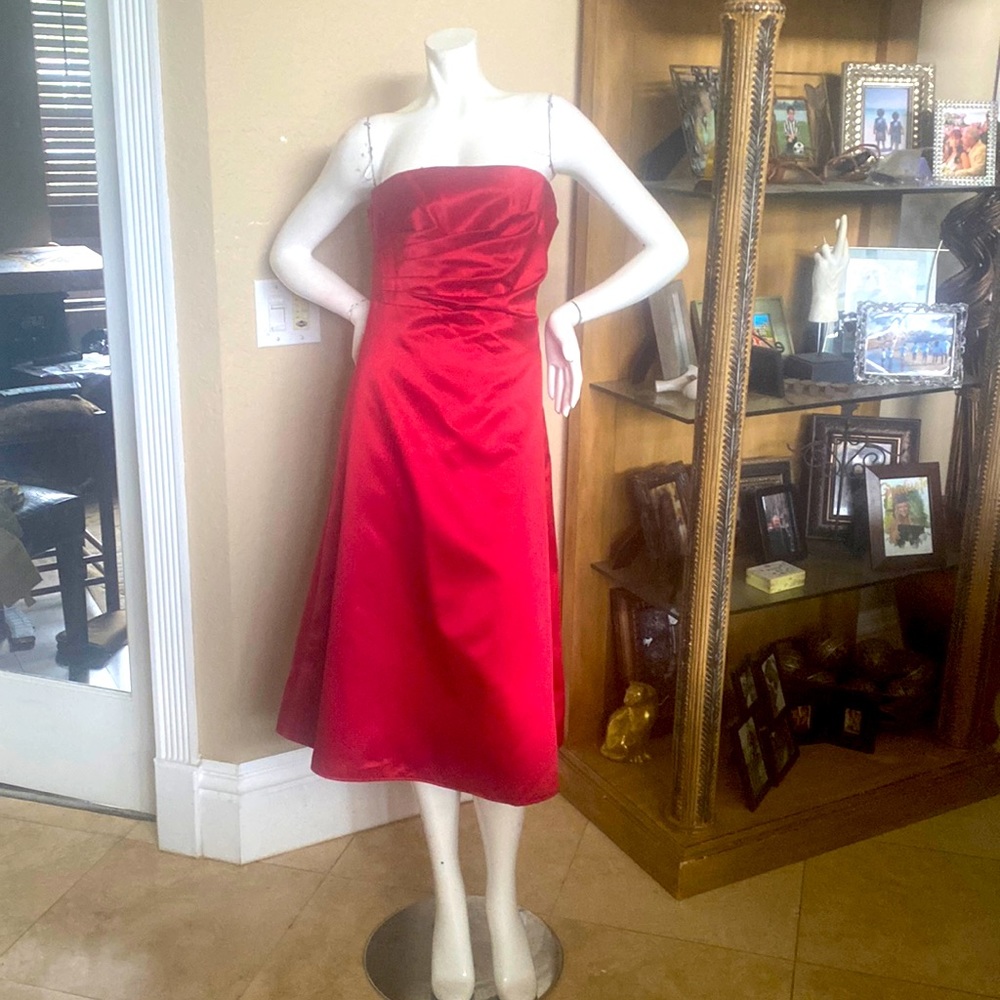 JS Boutique Red Strapless Dress Sz 10